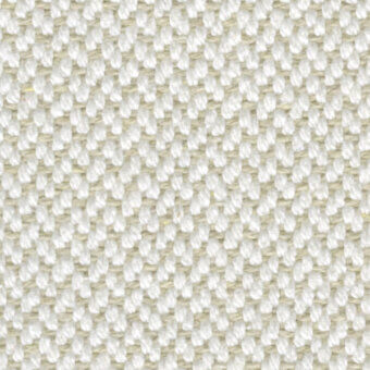 Creamy off-white woven fabric texture with light beige warp threads, dense regular nubby weave for upholstery or drapery.